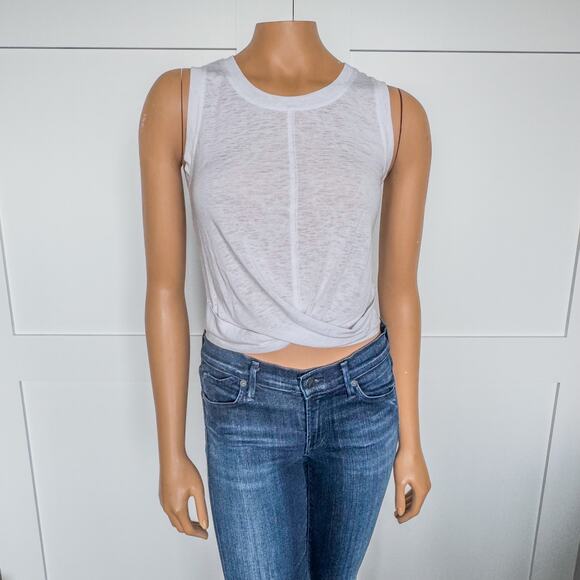 Athleta, White Breezy Linen Like Twist Front Tank, Women’s X-Small, Activewear - Picture 2 of 8